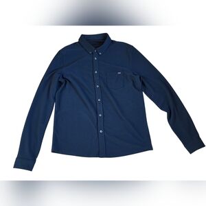 Vuori Navy Blue Casual Button Down Shirt With Front Pocket Size M